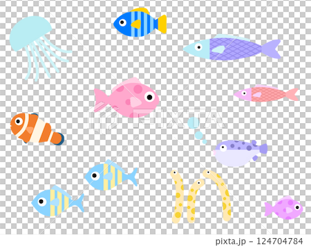 海の生き物のシームレスパターン C-1 海の生き物のシームレスパターン C-1 124704784