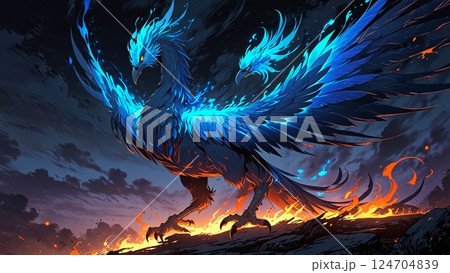 翼を広げた不死鳥 124704839