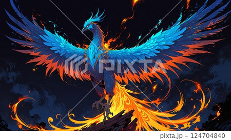 翼を広げた不死鳥 124704840