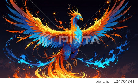 翼を広げた不死鳥 124704841