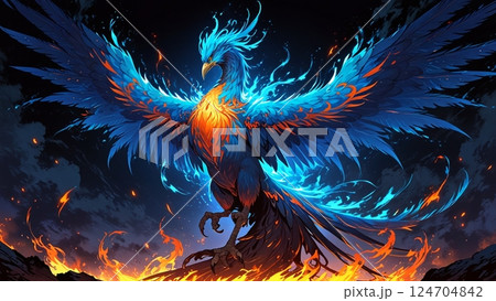 翼を広げた不死鳥 124704842