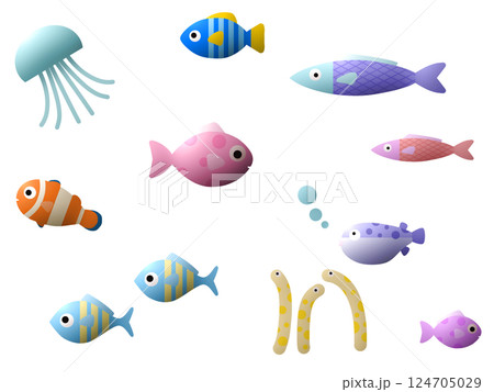 プクプク海の生き物のシームレスパターン　D-1 124705029