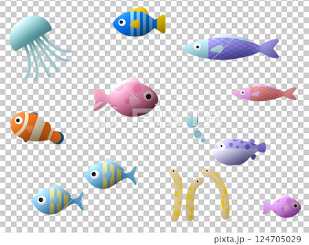 プクプク海の生き物のシームレスパターン　D-1 124705029