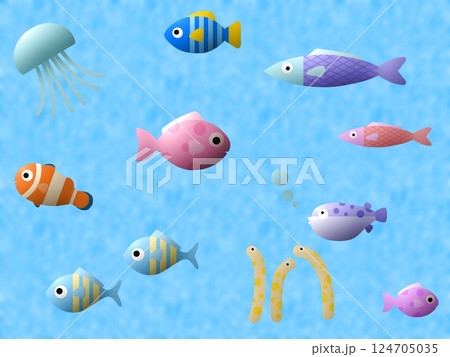 プクプク海の生き物のシームレスパターン　D-4 124705035