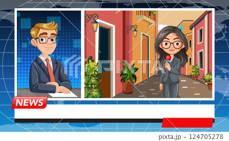 Animated News Broadcast Illustration 124705278