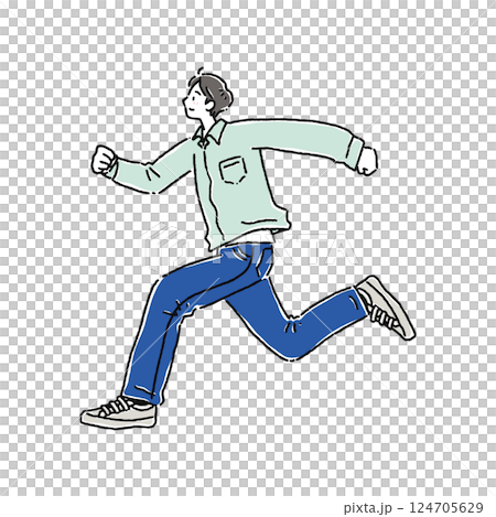 全力で走る男性 124705629