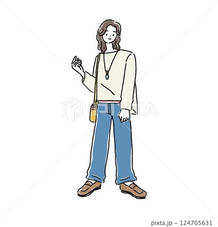 大人カジュアルコーデの女性 大人カジュアルコーデの女性 124705631