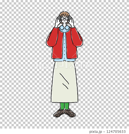 ナチュラルファッションの女性 ナチュラルファッションの女性 124705633