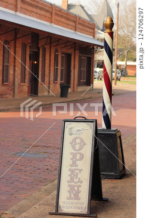 Barbershop and Sign in Downtown Nacogdoches Texas Barbershop and Sign in Downtown Nacogdoches Texas 124706297
