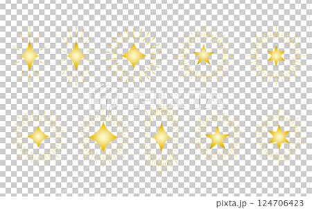 輝く星を表現したシンプルなイラストセット。 124706423