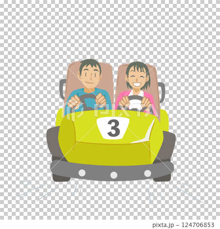 男孩和女孩享受卡丁車 124706853
