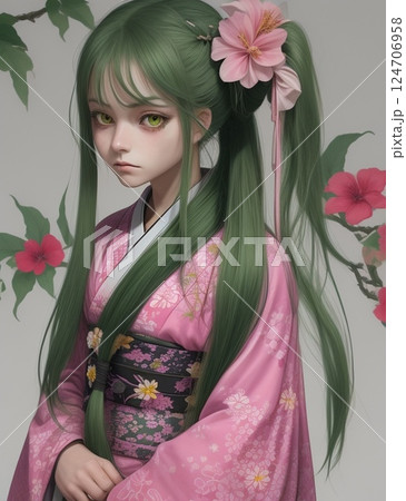 美しい着物の少女 124706958