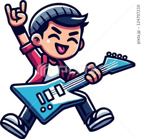 ギタリストの男性のイラスト 124707210