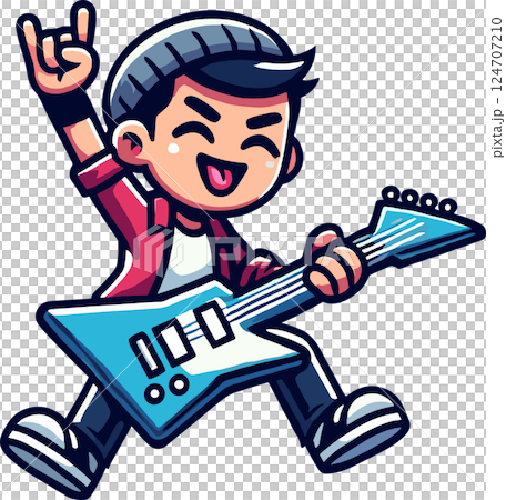 ギタリストの男性のイラスト 124707210