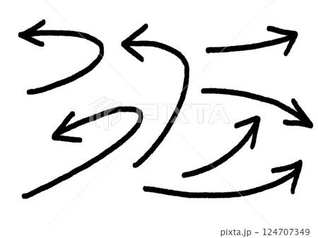 手書き矢印セット 黒色 手書き矢印セット 黒色 124707349