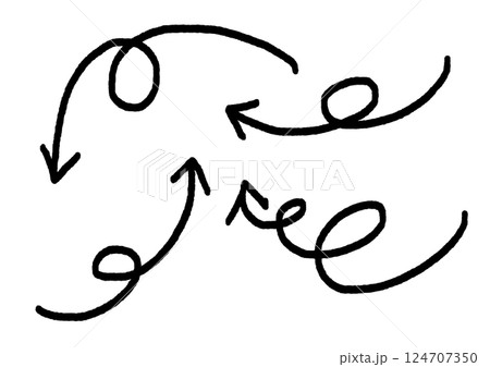 手書き矢印セット 黒色 手書き矢印セット 黒色 124707350