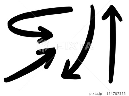 手書き矢印セット　黒色 124707353