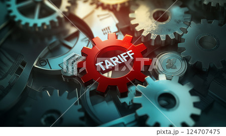 経済の歯車に食い込む関税イメージ 経済の歯車に食い込む関税イメージ 124707475