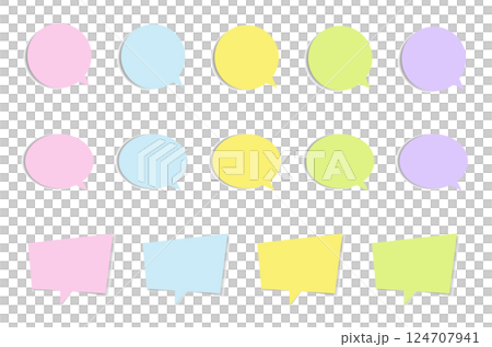 Colorful speech bubble sticky note set 124707941