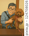 ペットを抱っこしてもらうトイプードル 124708026