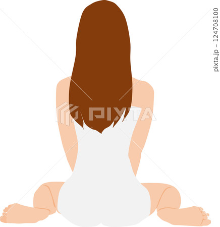 温泉に入る女性のイラスト 124708100