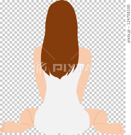 温泉に入る女性のイラスト 124708100