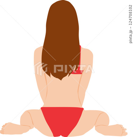 ポーズをとる水着を着た女性のイラスト 124708102
