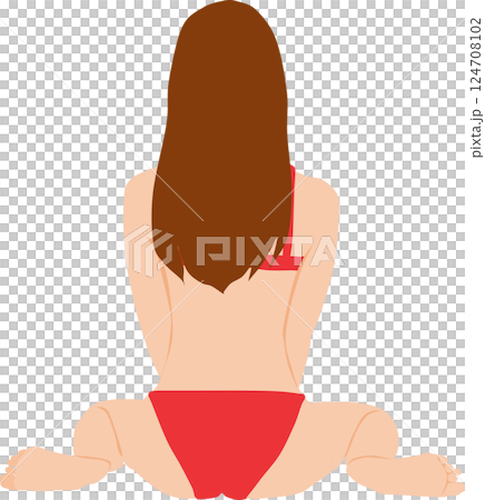 ポーズをとる水着を着た女性のイラスト 124708102