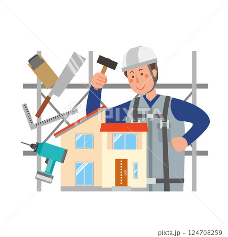 住宅を建設する男性作業員 124708259