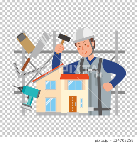 住宅を建設する男性作業員 124708259