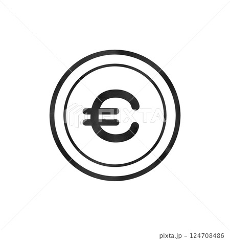 水彩風ユーロマークコインアイコン - ヨーロッパ通貨シンボル 124708486