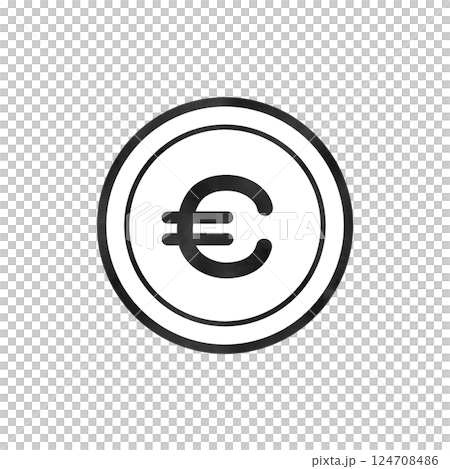 水彩風ユーロマークコインアイコン - ヨーロッパ通貨シンボル 124708486