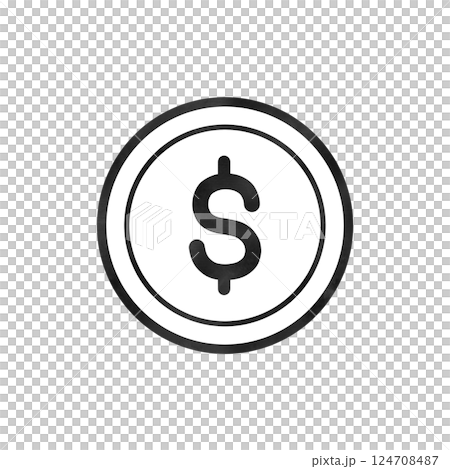 水彩風ドルマークコインアイコン - アメリカ通貨のシンボル 124708487