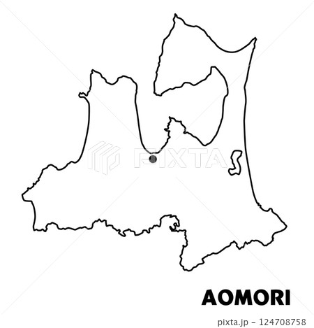 青森県単独の地図イラスト 都道府県別の白地図線画 県庁所在地 青森県単独の地図イラスト 都道府県別の白地図線画 県庁所在地 124708758