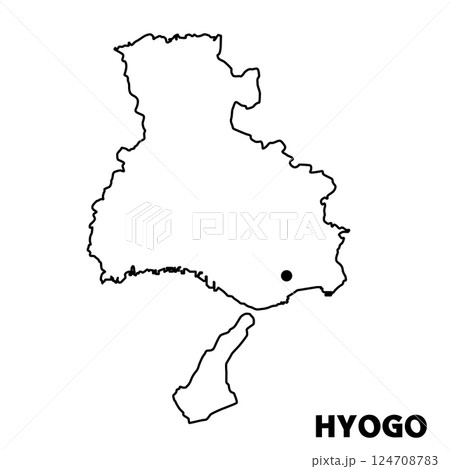 兵庫県単独の地図イラスト 都道府県別の白地図線画 県庁所在地 兵庫県単独の地図イラスト 都道府県別の白地図線画 県庁所在地 124708783