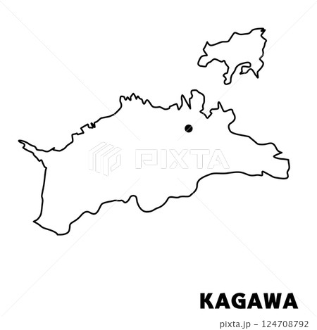 香川県単独の地図イラスト 都道府県別の白地図線画 県庁所在地 香川県単独の地図イラスト 都道府県別の白地図線画 県庁所在地 124708792