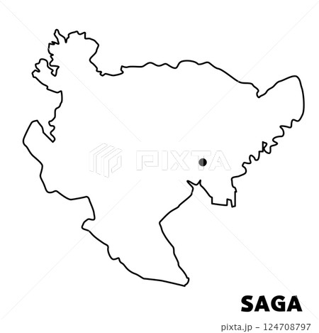 佐賀県単独の地図イラスト 都道府県別の白地図線画 県庁所在地 佐賀県単独の地図イラスト 都道府県別の白地図線画 県庁所在地 124708797