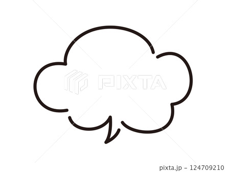 線幅の編集が可能。シンプルでおしゃれな雲型の手描きの吹き出しのベクターイラスト 124709210