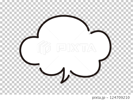 線幅の編集が可能。シンプルでおしゃれな雲型の手描きの吹き出しのベクターイラスト 124709210