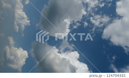A Beautiful Blue Sky Adorned with Fluffy, Billowy White Clouds that Inspire Serenity A Beautiful Blue Sky Adorned with Fluffy, Billowy White Clouds that Inspire Serenity 124709381