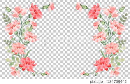 Watercolor carnation frame (wreath) Watercolor carnation frame (wreath) 124709442