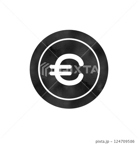 水彩風テクスチャのユーロ通貨アイコン 124709586