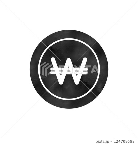 水彩風テクスチャのウォン通貨アイコン 124709588