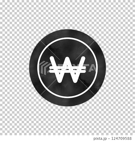 水彩風テクスチャのウォン通貨アイコン 124709588