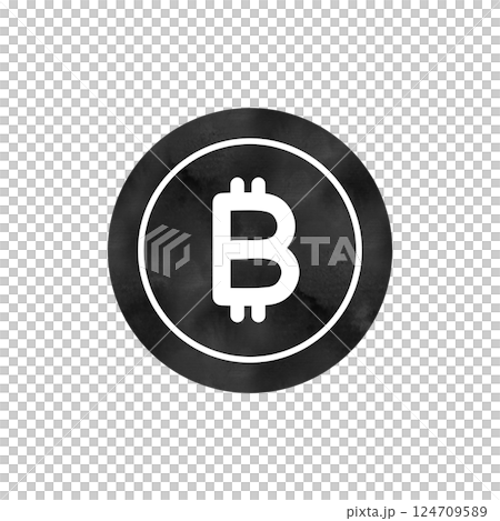 Bitcoin icon with watercolor texture 124709589