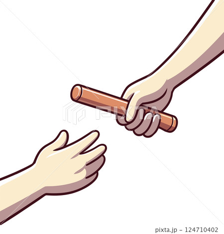 バトンを渡す手のイラスト バトンを渡す手のイラスト 124710402