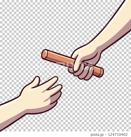 バトンを渡す手のイラスト バトンを渡す手のイラスト 124710402