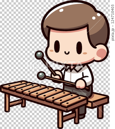 シンプルな木琴奏者のイラスト 124710403