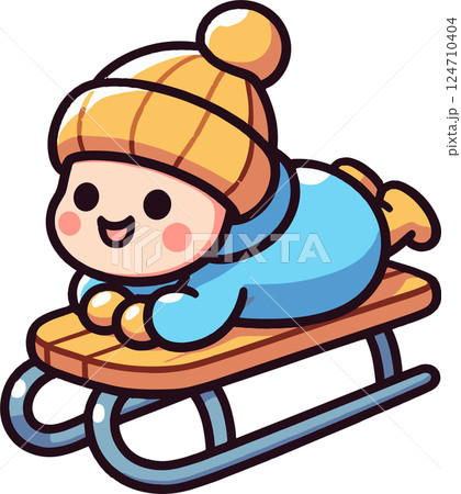 そりに乗る子供のイラスト 124710404