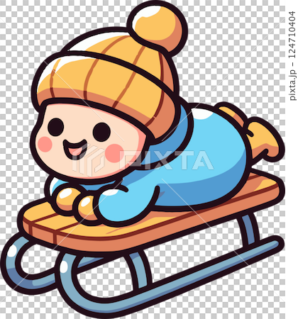 そりに乗る子供のイラスト 124710404